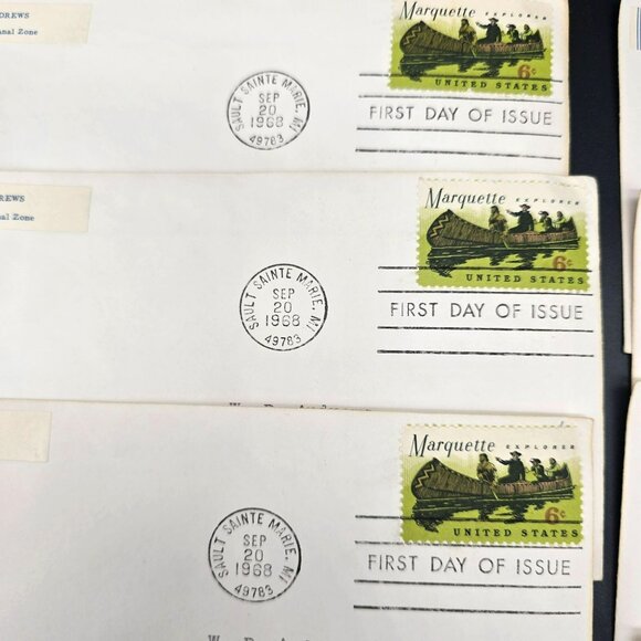 1968 First Day Of Issue Marquette Explorer US 6¢ Stamps On Envelopes LI3018 - Picture 4 of 6